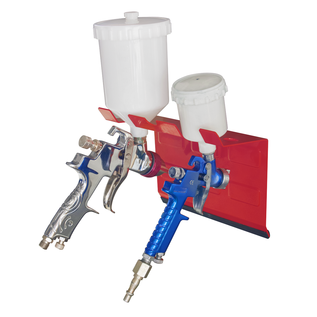 Sealey Heavy Duty Magnetic Spray Gun Holder PVC Bumper - 2 Gun Red MSH03