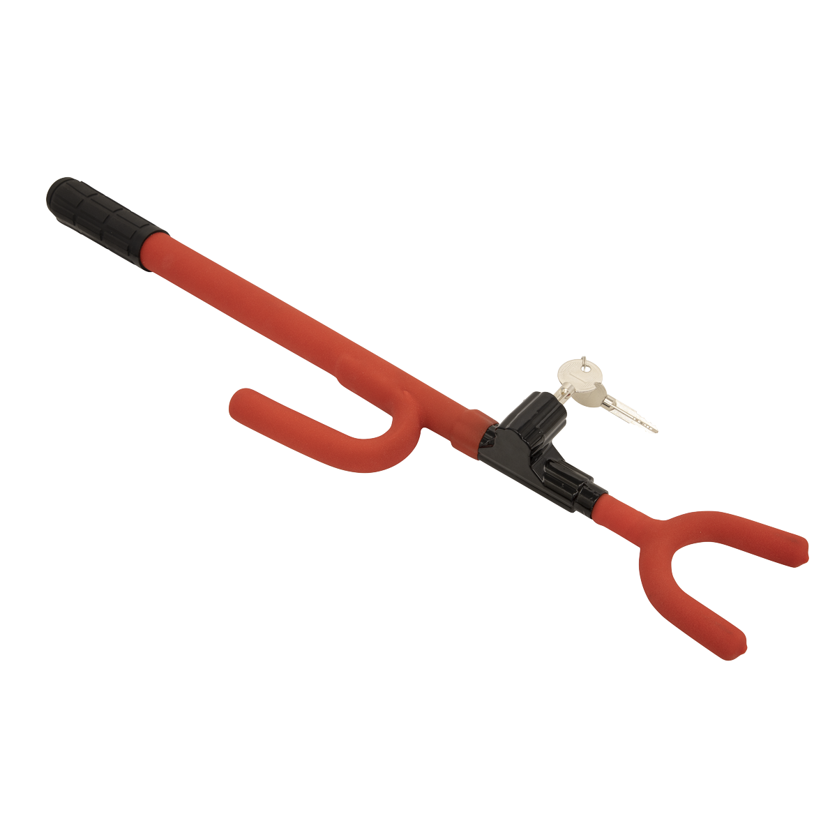 Sealey Steering Wheel Lock With Vinyl Coating & Two Keys - Red/Black PB393
