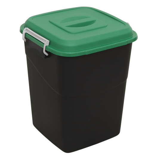 Sealey Refuse Storage Bin Fitted With Lid Latches Polypropylene 50L Green BM50G