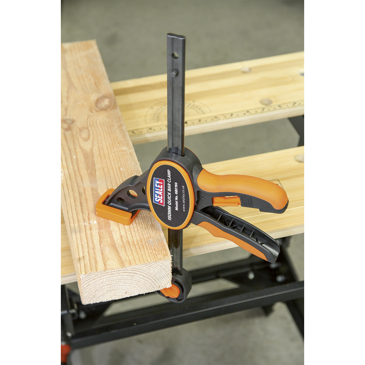Sealey Heavy Duty Quick Bar Clamp With Textured TPR Grip - 150mm QBC150