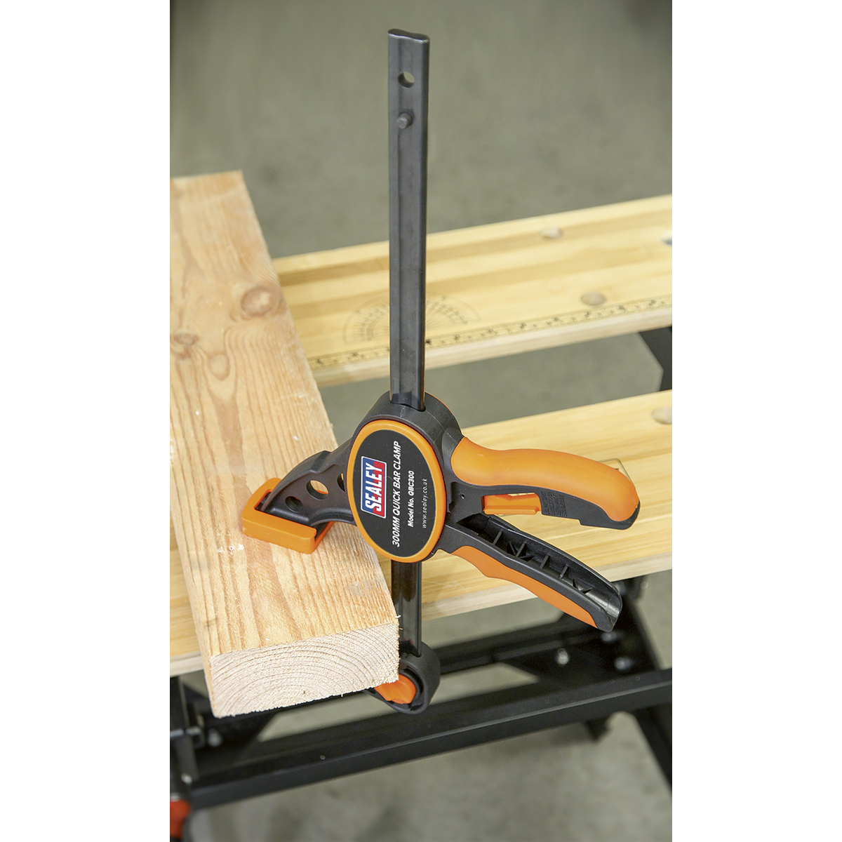 Sealey Heavy Duty Quick Bar Clamp With Textured TPR Grip - 300mm QBC300
