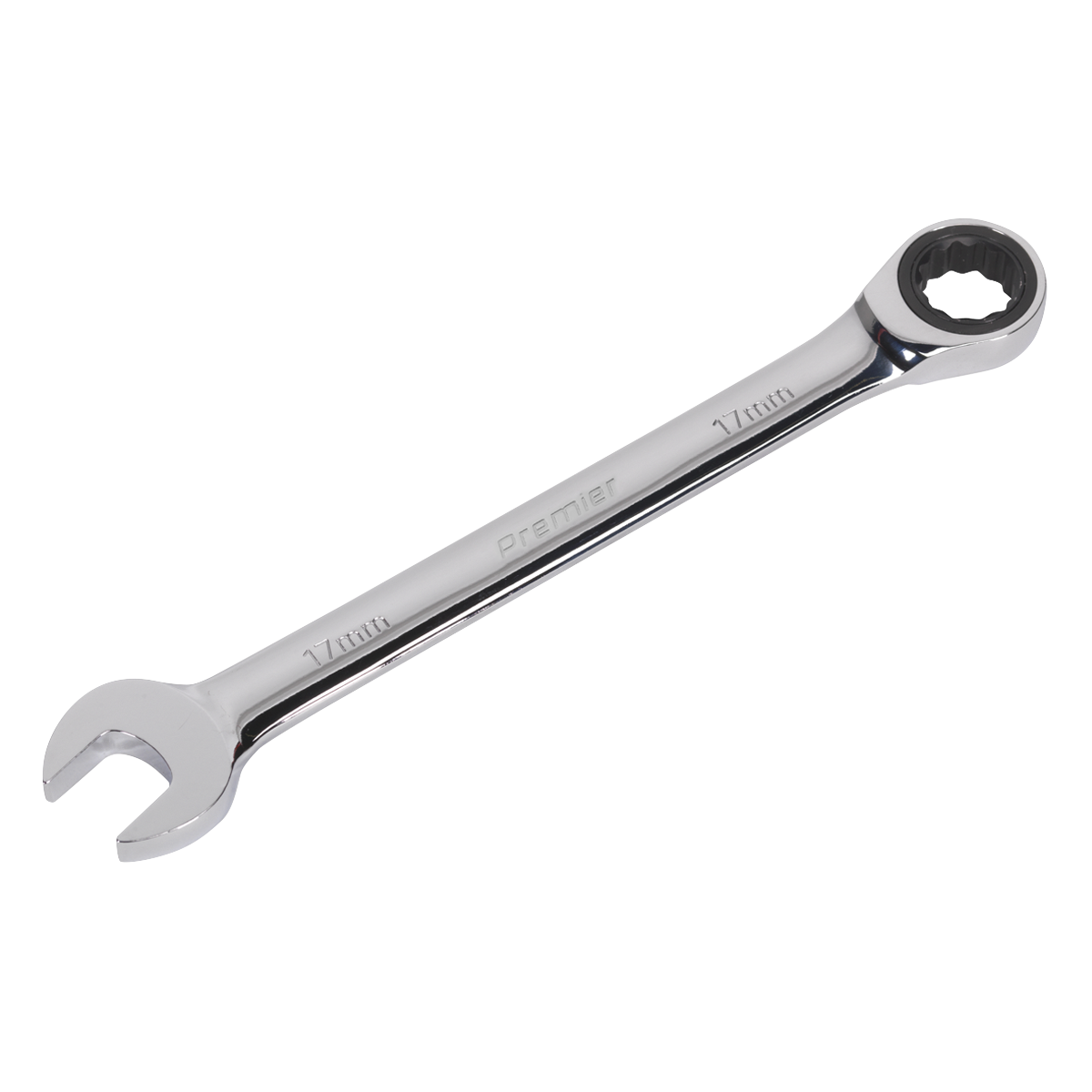 Sealey Ratchet Combination Spanner 72 Teeth Chrome Vanadium Steel 17mm RCW17