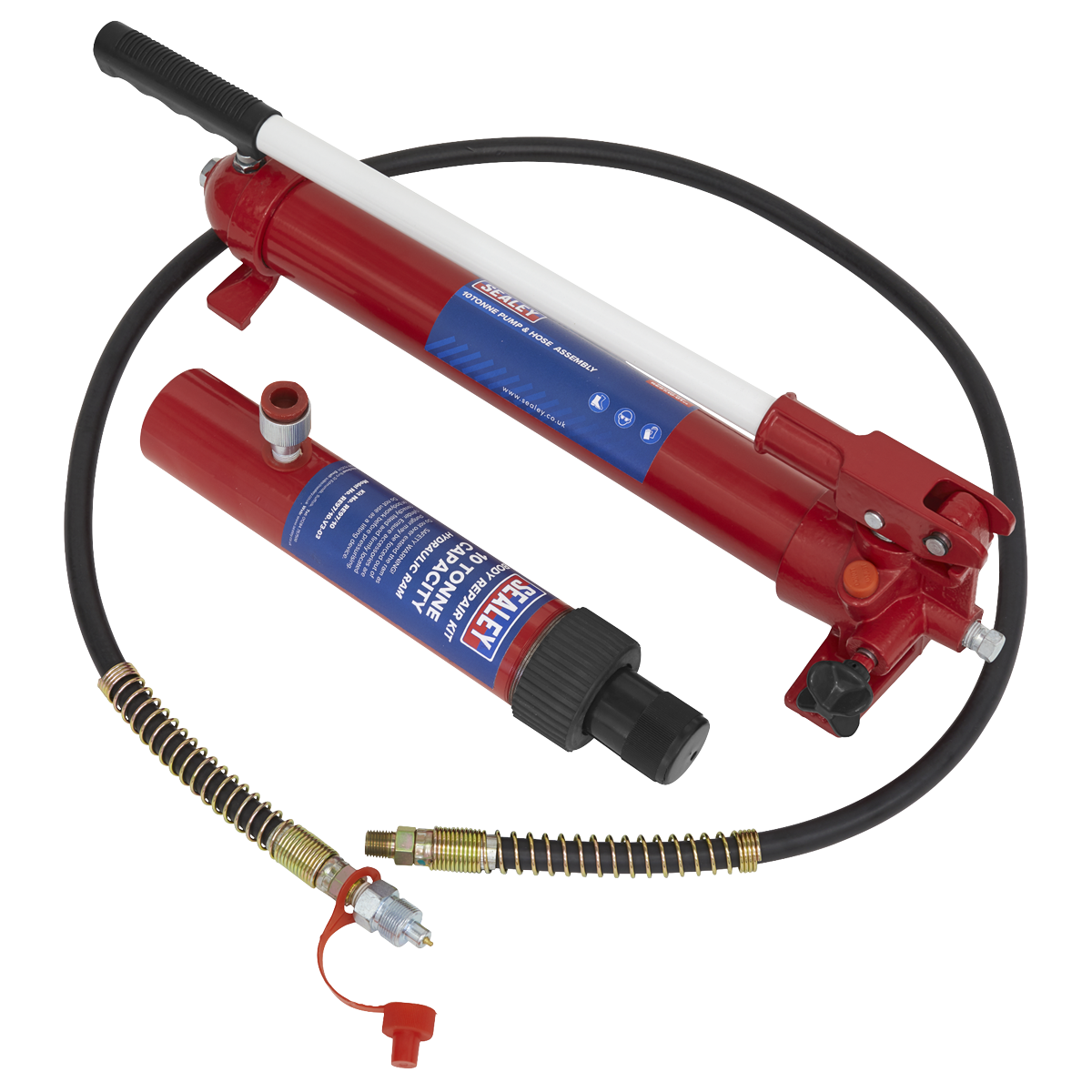 Sealey Push Ram With Pump And Hose Assembly 10 Tonne Garage RE97.10-COMBO