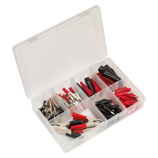 Sealey Crocodile Clip Assortment 60 Pieces Electric Connectors Red/Black AB023CA