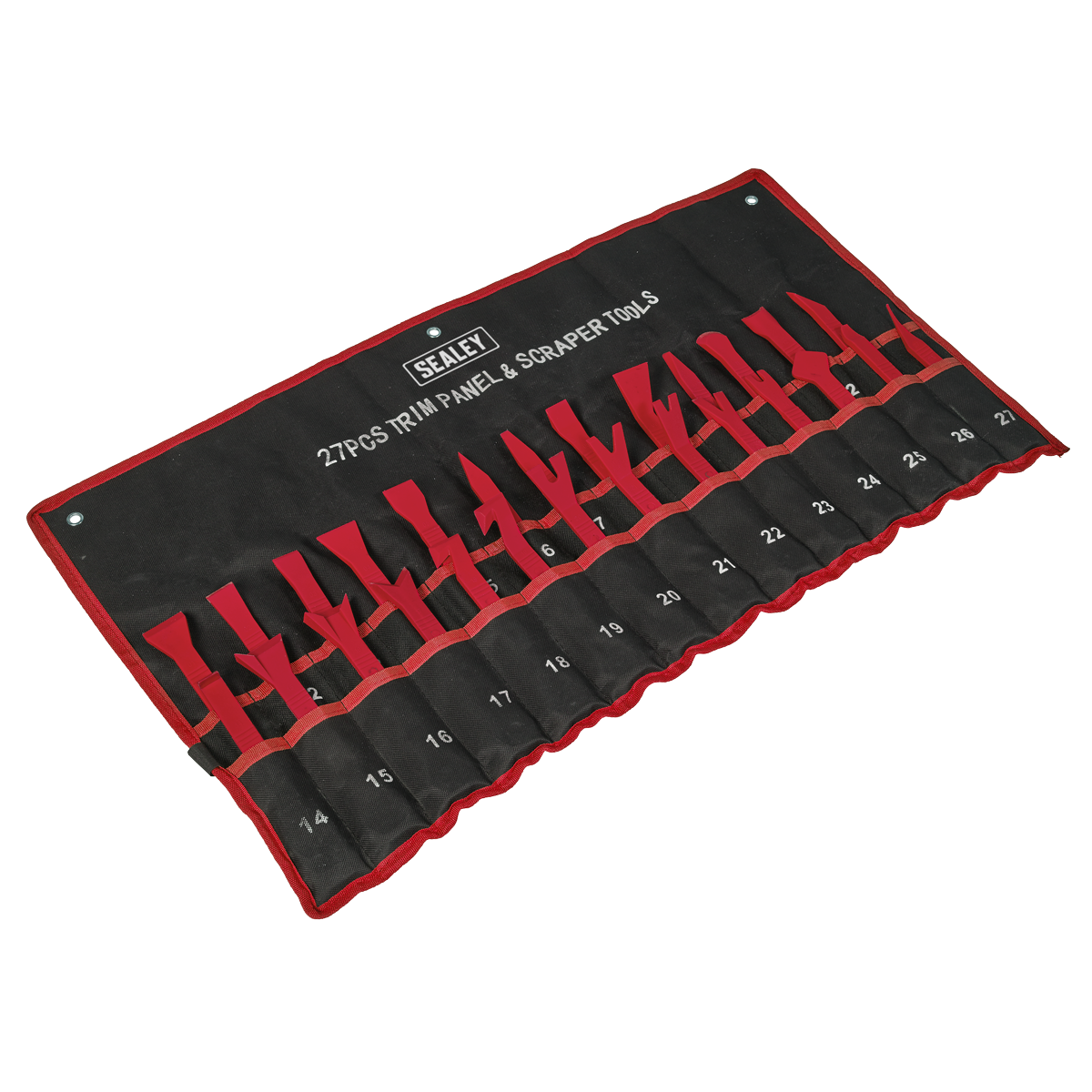 Sealey Trim/Panel Clip Tool Set From Resilient Nylon 27 Pieces Red RT27KIT