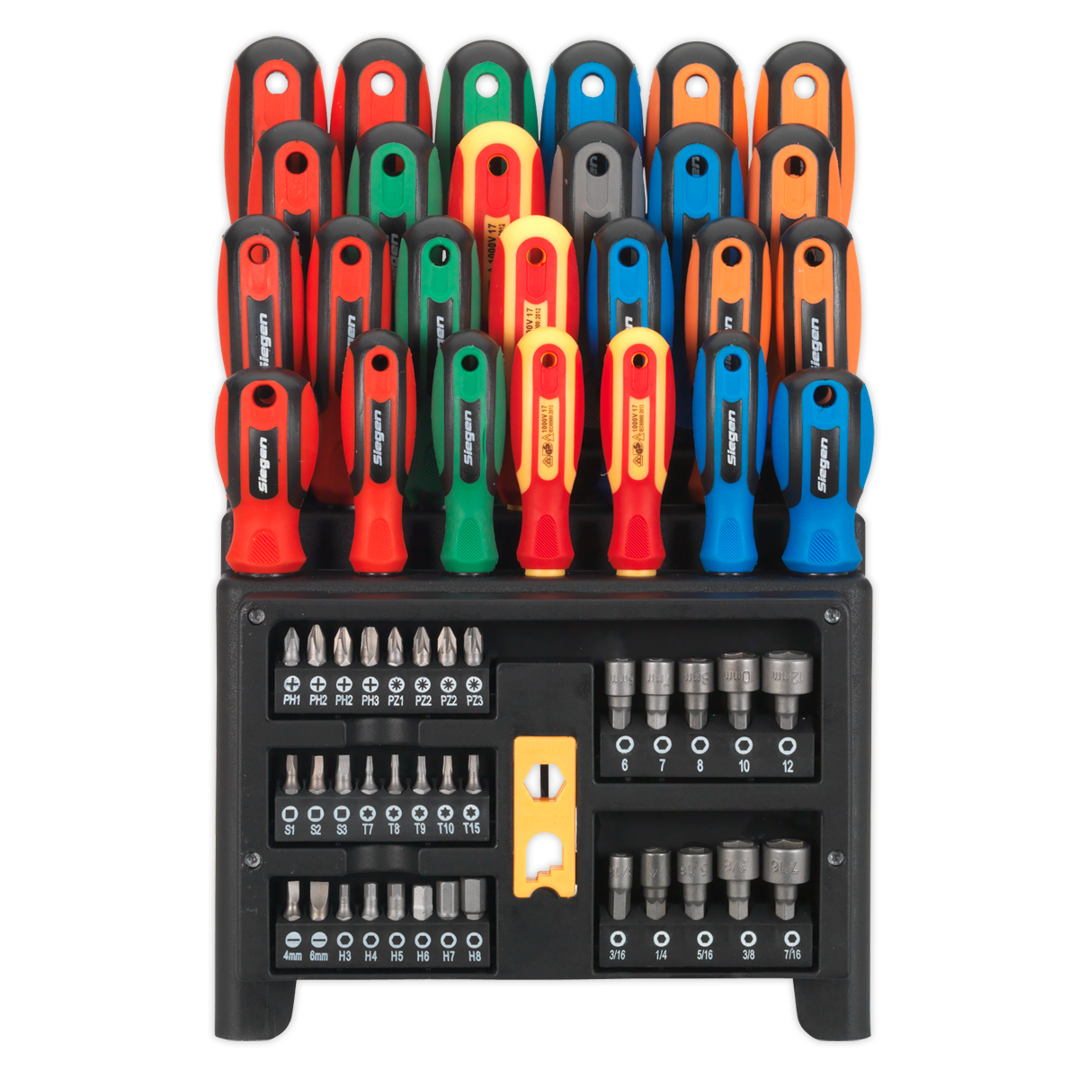 Sealey Screwdriver Bit & Nut Driver Set With Colour-Coding 61 Pieces S01152