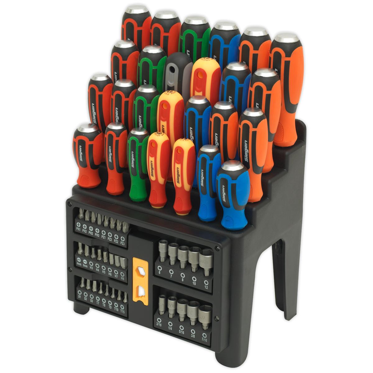 Sealey 61pc Hammer-Thru Screwdriver Bit and Nutdriver Set Colour-Coding S01153