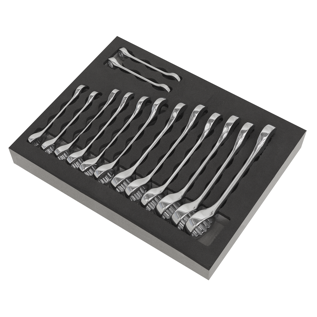 Sealey Combination Spanner Set 14 Pieces Stubby Chrome Vanadium Steel S01232