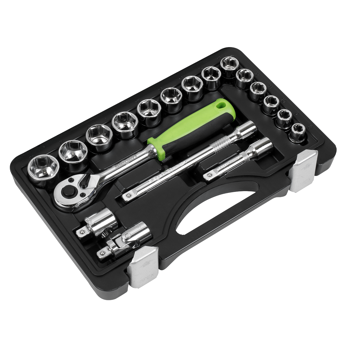 Sealey Socket Set 19 Pieces 3/8" Square Drive Metric With Mirror Finish S01235