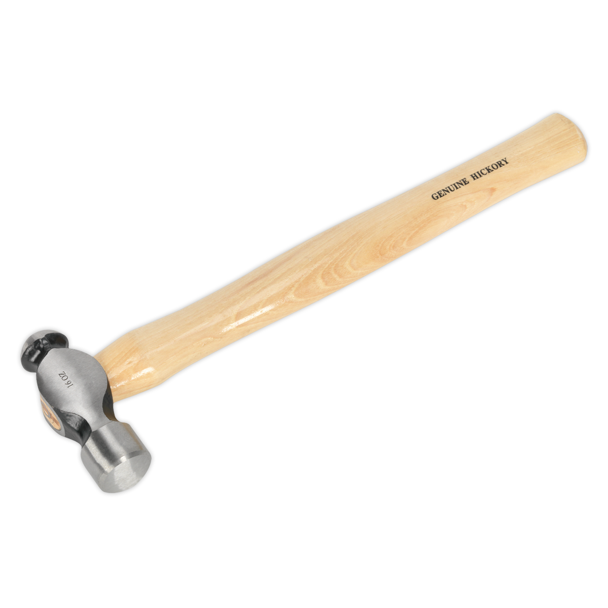 Sealey Ball Pein Hammer Hickory Shaft Drop-Forged Carbon Steel Head 1lb BPH16