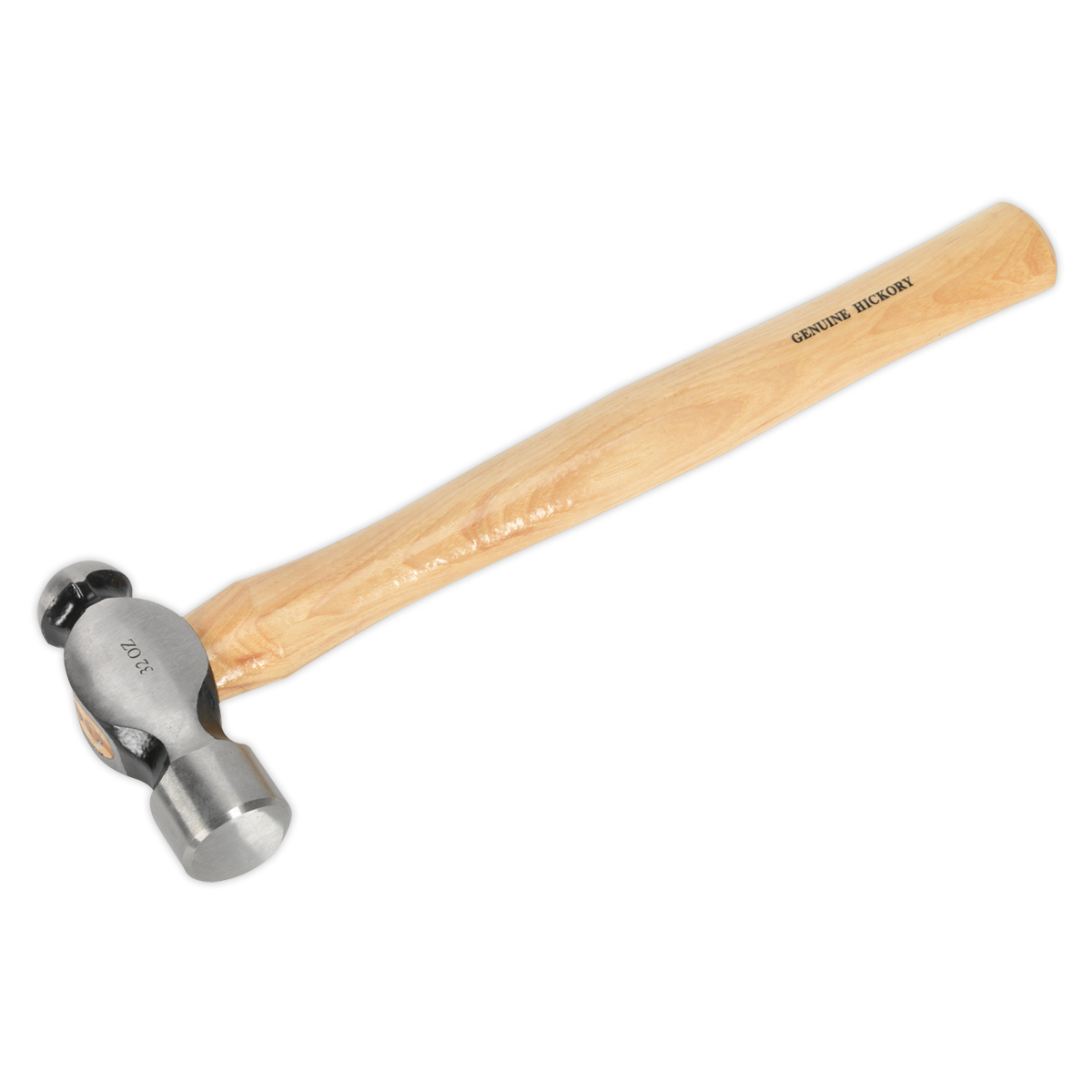 Sealey Ball Pein Hammer Hickory Shaft Drop-Forged Carbon Steel Head 2lb BPH32