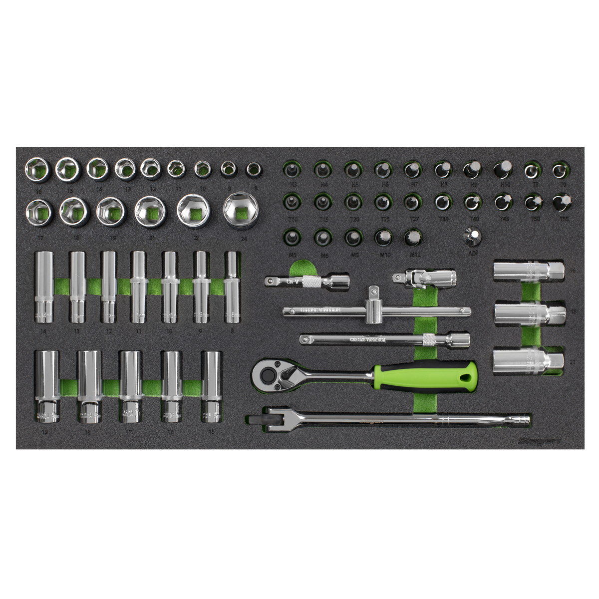 Sealey Siegen Socket Set With Tool Tray 3/8" Drive 8-24mm Sockets 62pc S01270