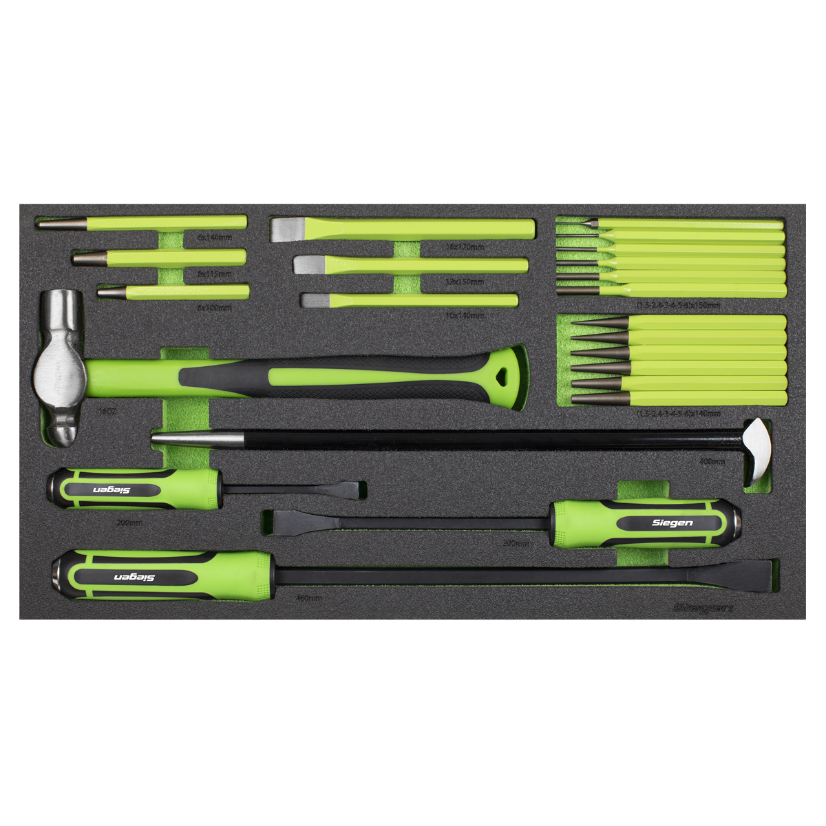 Sealey Siegen Pry Bar Hammer & Punch Set With Tool Tray 23 Pieces S01279