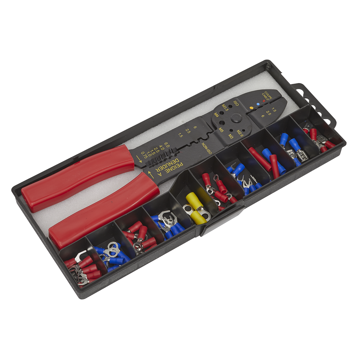 Sealey Crimping Tool Set With Safety Insulated Handle Grips M2.6-M5 S0536