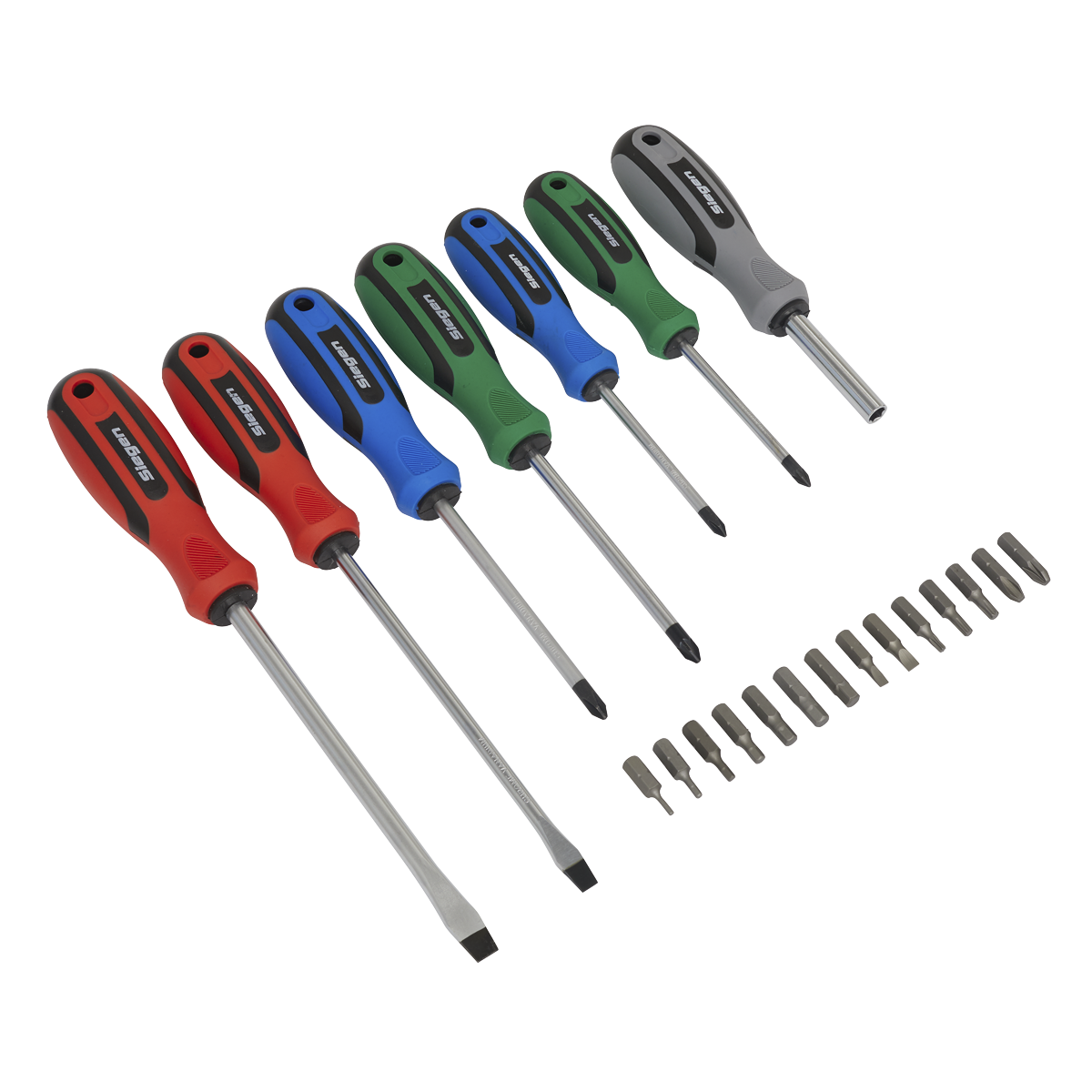 Sealey Screwdriver Set With Carry Case Contoured Soft Grip Handles 21pc S0923