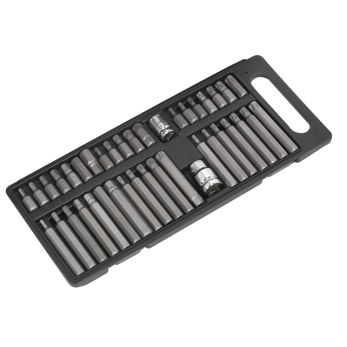 Sealey 40 Pieces TRX-Star Spline Hex Bit Set 3/8" & 1/2" Square Drive S0982