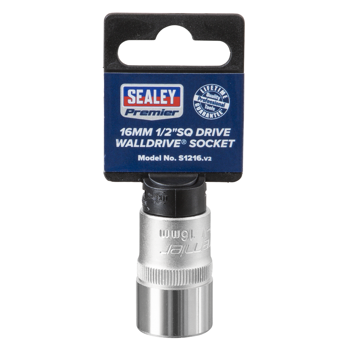 Sealey WallDrive Socket Tool 16mm 1/2" Square Drive Chrome Vanadium Steel S1216