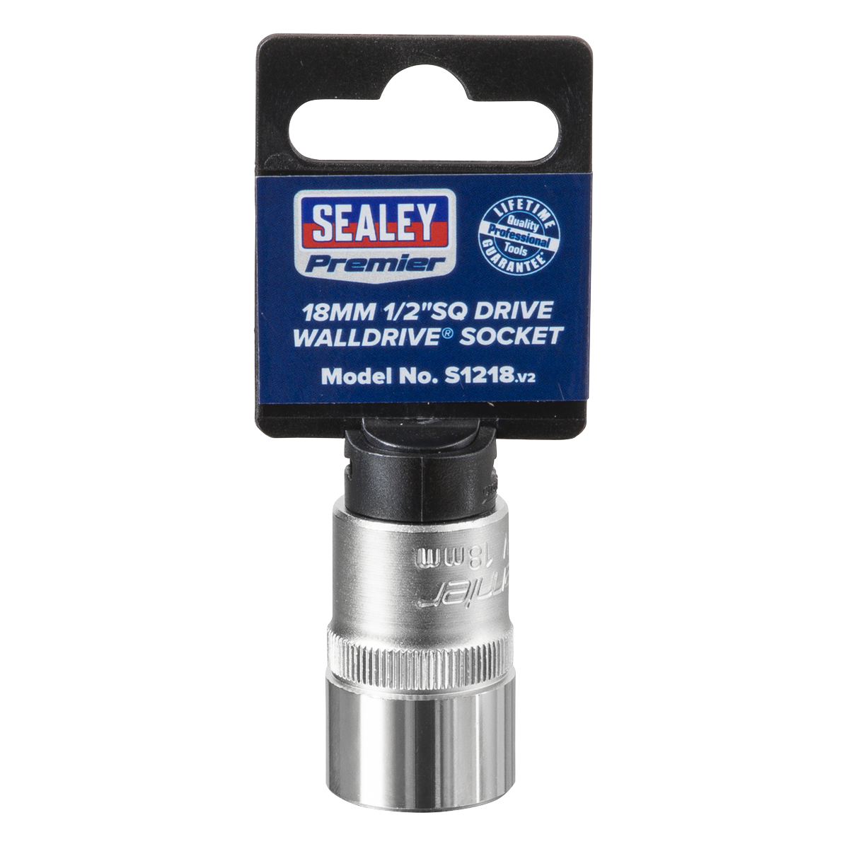 Sealey WallDrive Socket Tool 18mm 1/2" Square Drive Chrome Vanadium Steel S1218
