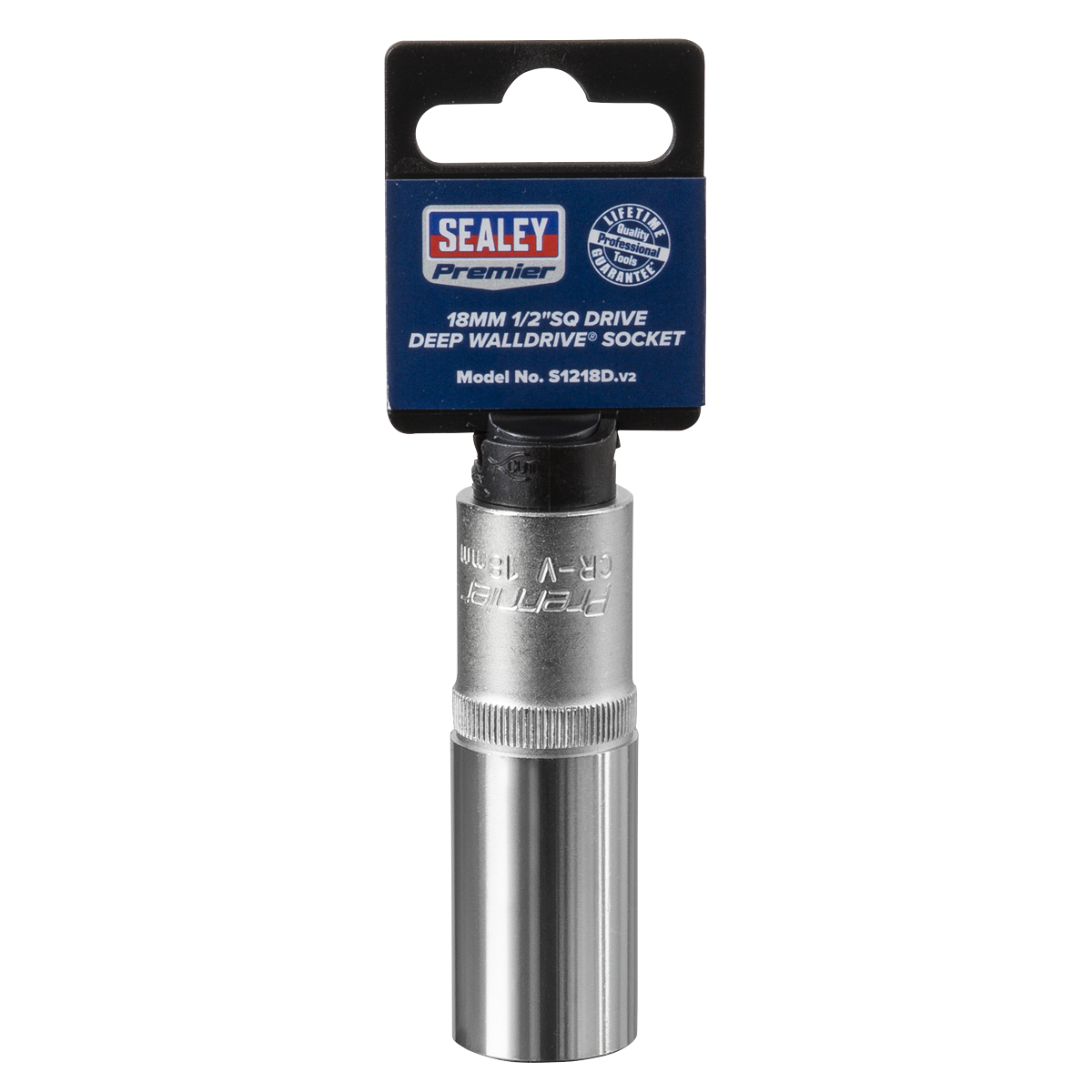 Sealey WallDrive Socket 18mm Deep 1/2" Square Drive Chrome Vanadium Steel S1218D