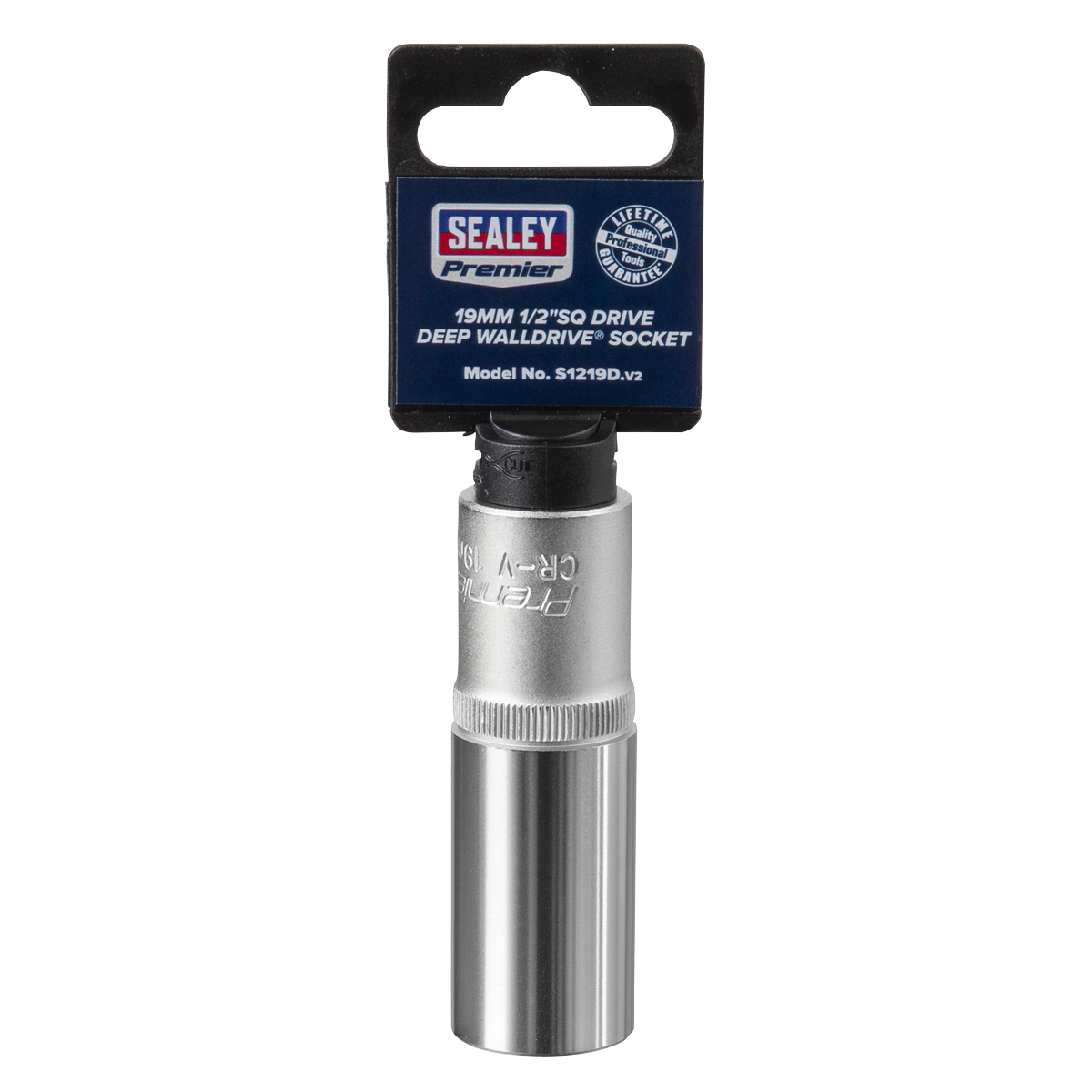 Sealey WallDrive Socket 19mm Deep 1/2" Square Drive Chrome Vanadium Steel S1219D