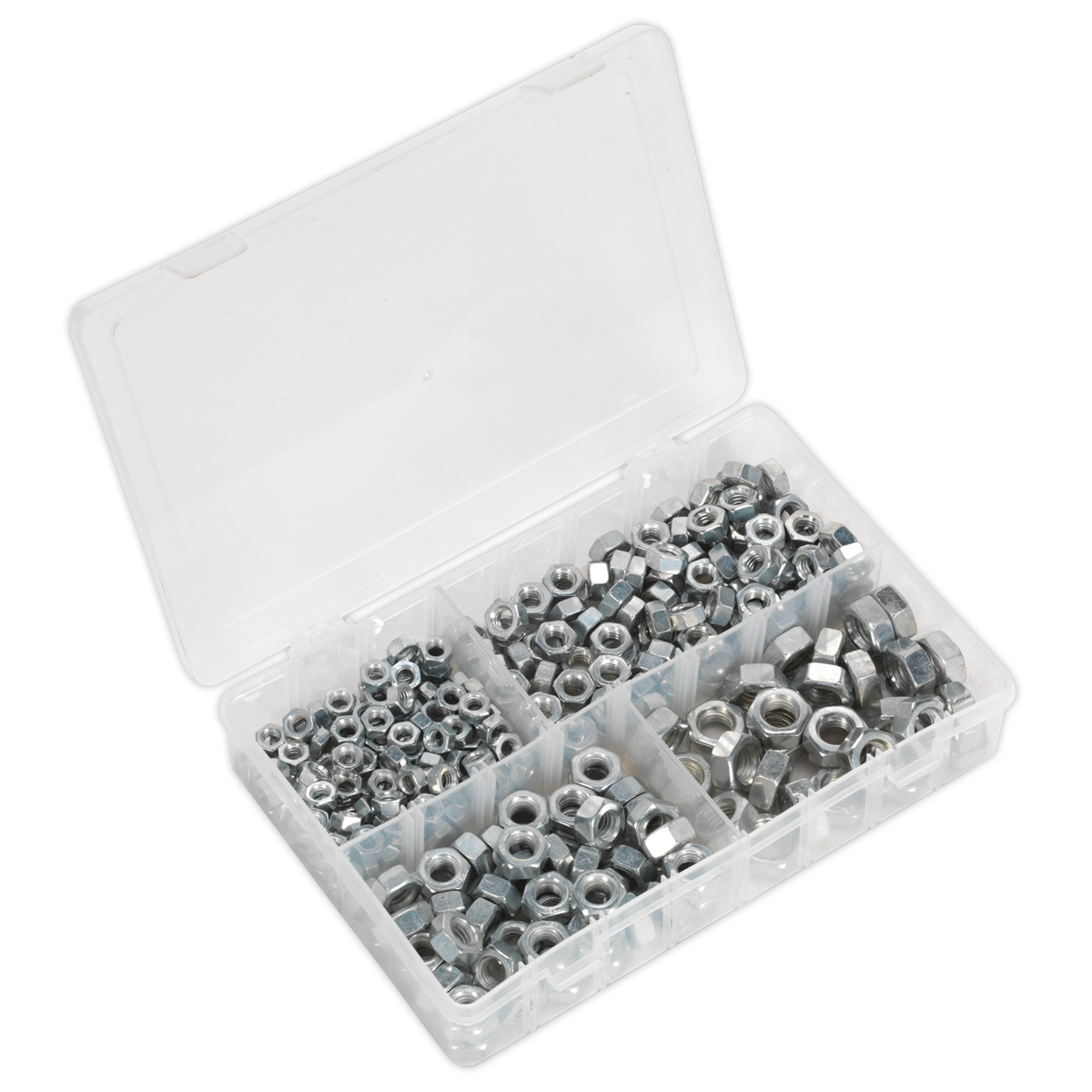 Sealey Steel Nut Assortment 320pc 1/4"-1/2" Imperial UNF DIN 934 AB029SN