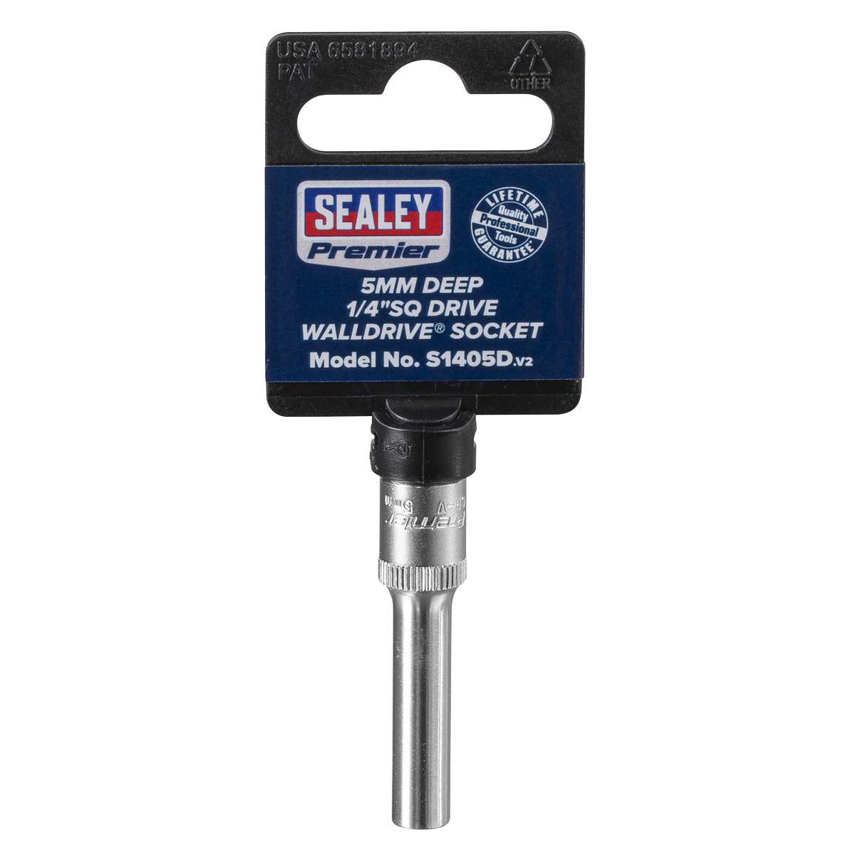 Sealey WallDrive Socket 5mm Deep 1/4" Square Drive Chrome Vanadium Steel S1405D