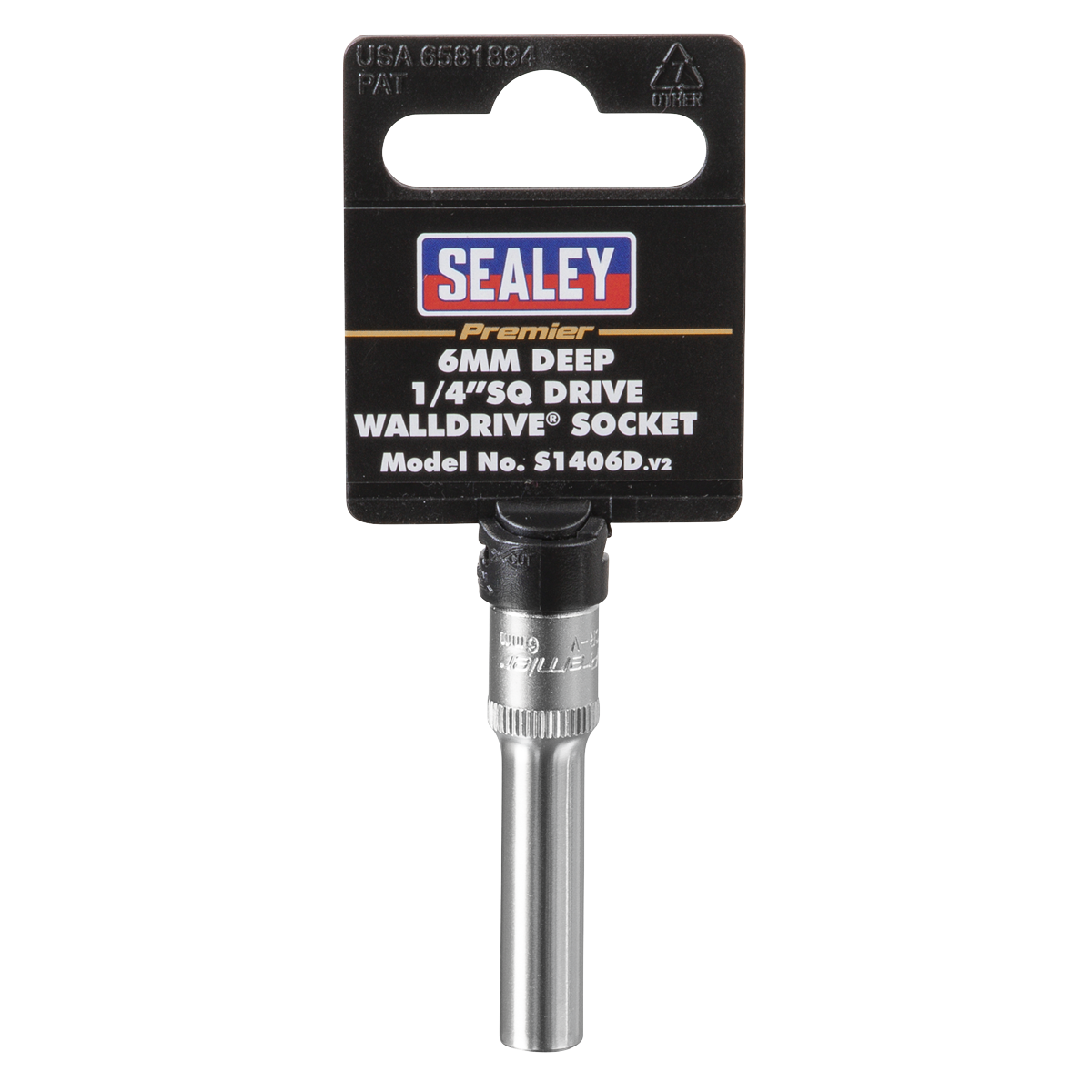 Sealey WallDrive Socket 6mm Deep 1/4" Square Drive Chrome Vanadium Steel S1406D