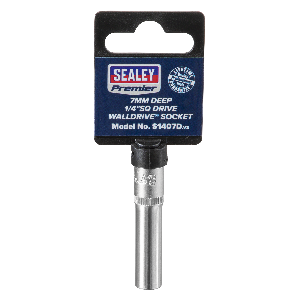 Sealey WallDrive Socket 7mm Deep 1/4" Square Drive Chrome Vanadium Steel S1407D