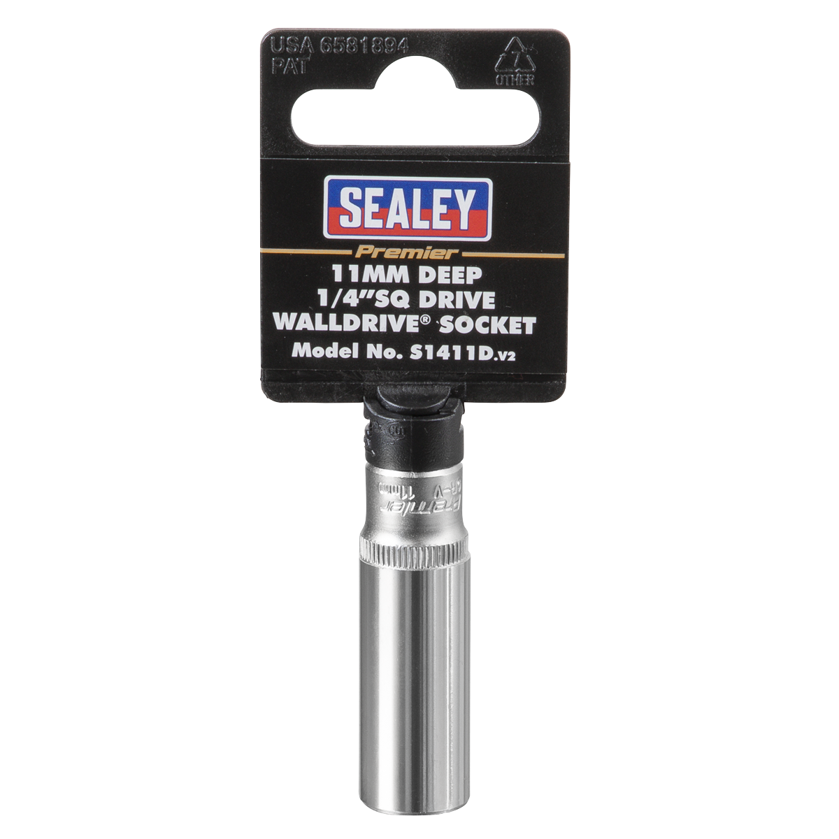 Sealey WallDrive Socket 11mm Deep 1/4" Square Drive Chrome Vanadium Steel S1411D