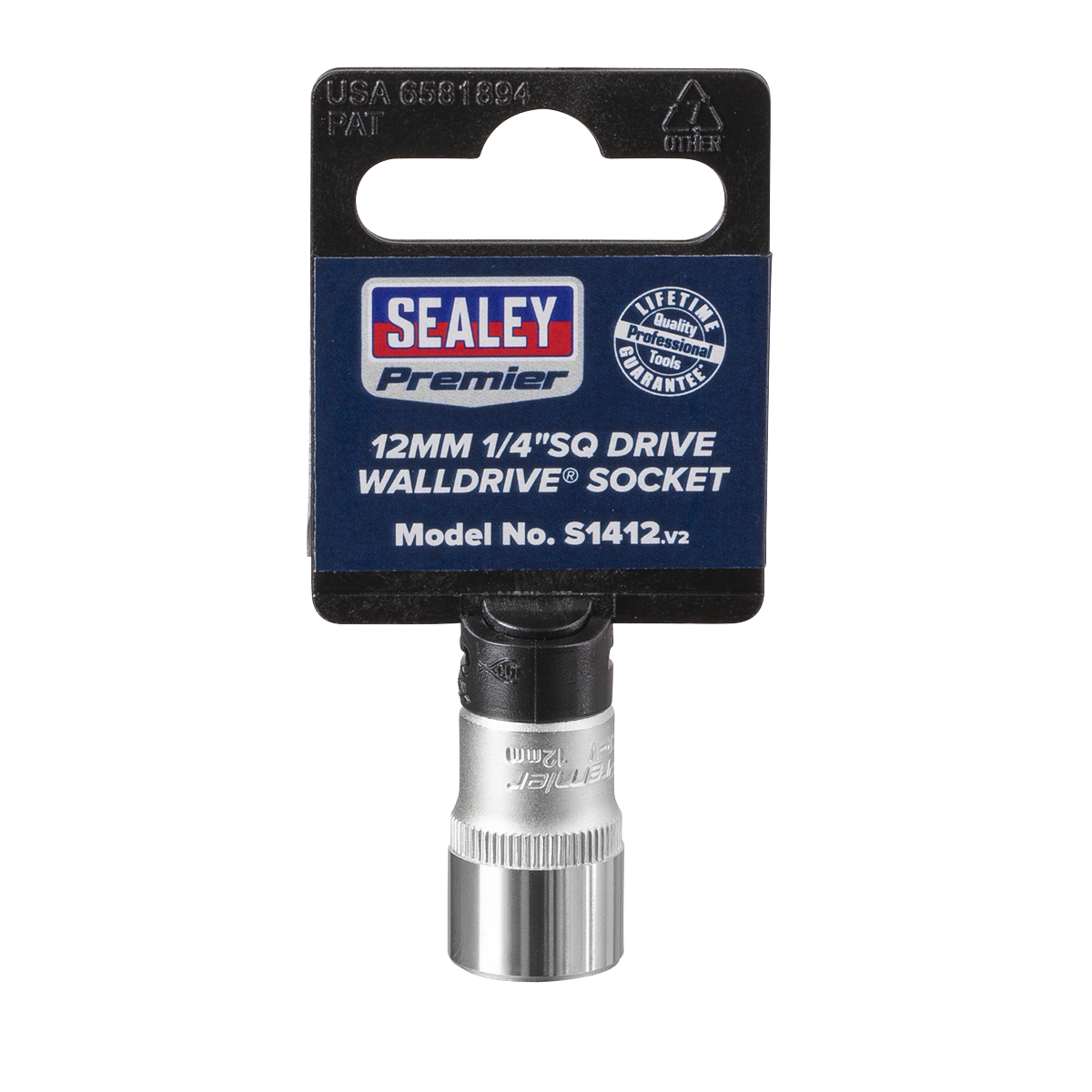 Sealey WallDrive Socket Tool 12mm 1/4" Square Drive Chrome Vanadium Steel S1412