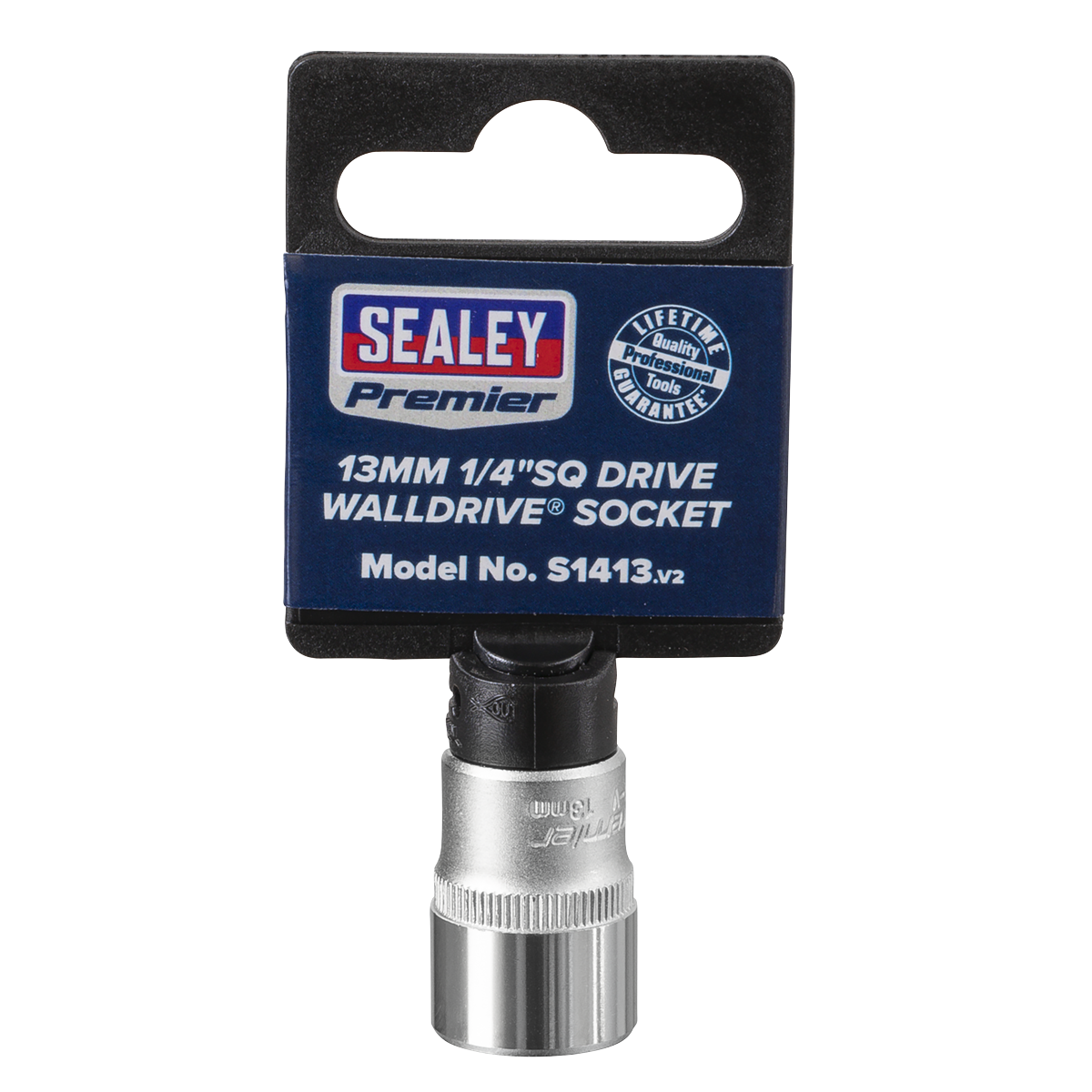 Sealey WallDrive Socket Tool 13mm 1/4" Square Drive Chrome Vanadium Steel S1413