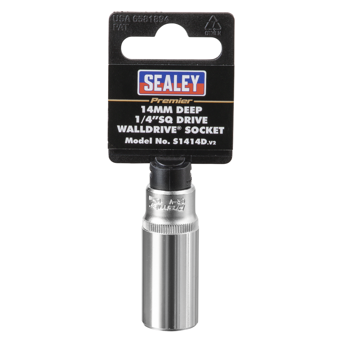 Sealey WallDrive Socket 14mm Deep 1/4" Square Drive Chrome Vanadium Steel S1414D