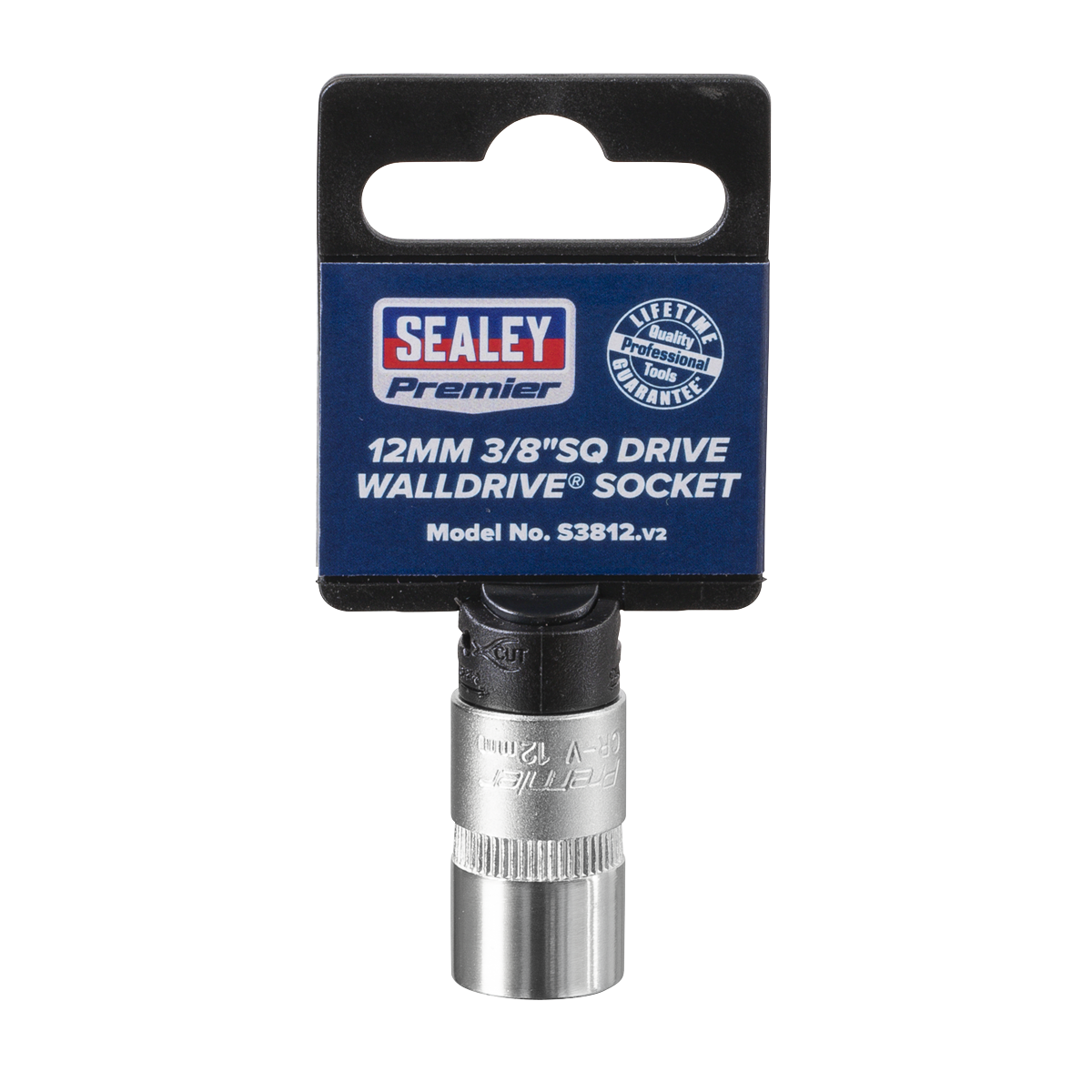 Sealey WallDrive Socket Tool 12mm 3/8" Square Drive Chrome Vanadium Steel S3812