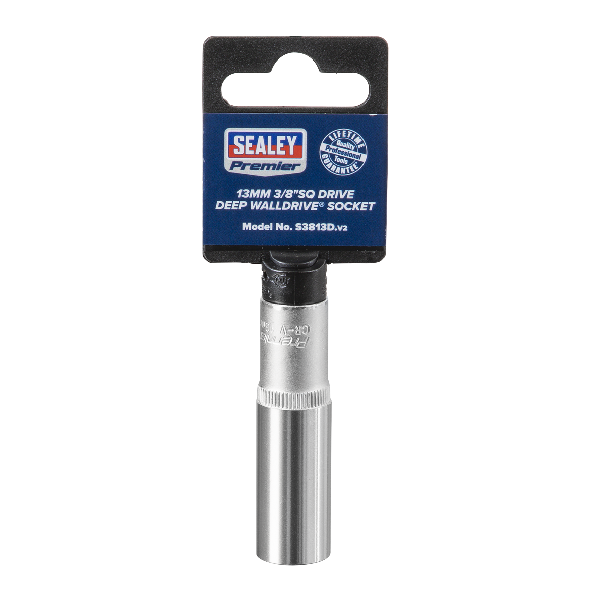 Sealey WallDrive Socket 13mm Deep 3/8" Square Drive Chrome Vanadium Steel S3813D