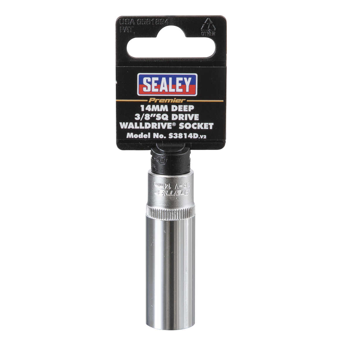 Sealey WallDrive Socket 14mm Deep 3/8" Square Drive Chrome Vanadium Steel S3814D