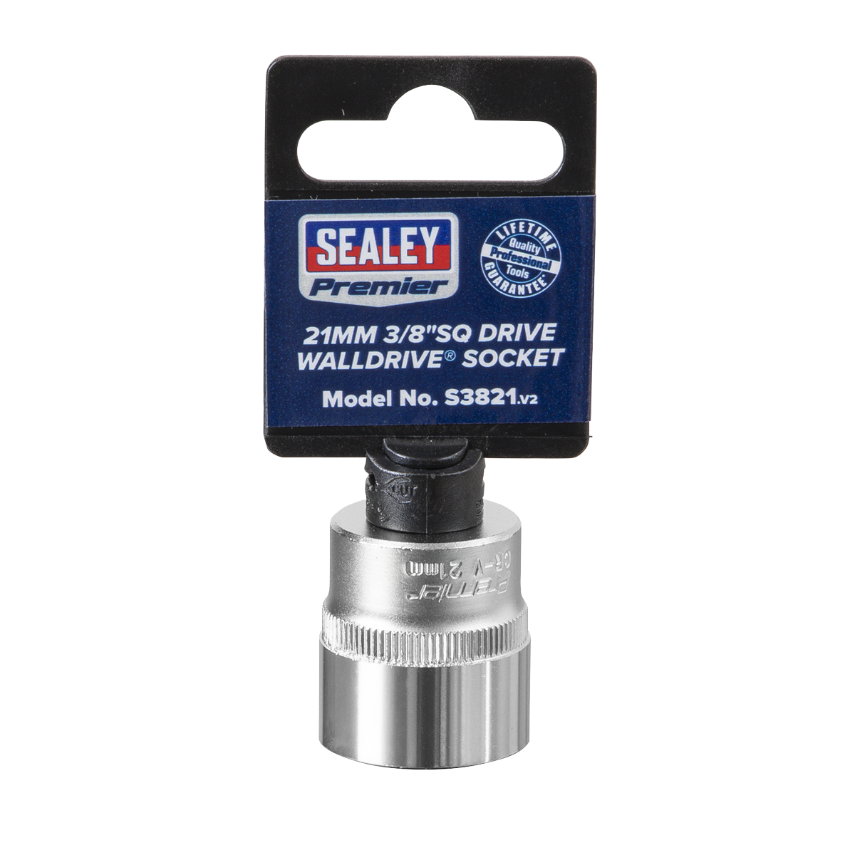 Sealey WallDrive Socket Tool 21mm 3/8" Square Drive Chrome Vanadium Steel S3821