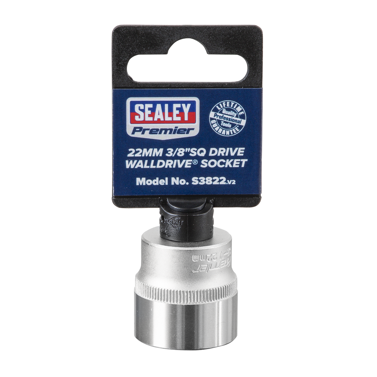 Sealey WallDrive Socket Tool 22mm 3/8" Square Drive Chrome Vanadium Steel S3822
