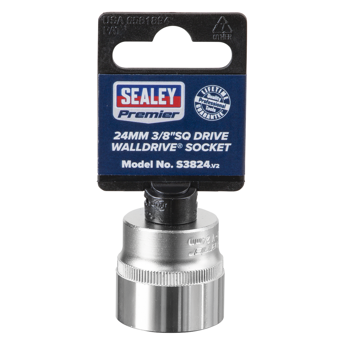 Sealey WallDrive Socket 24mm 3/8" Square Drive Chrome Vanadium Steel S3824