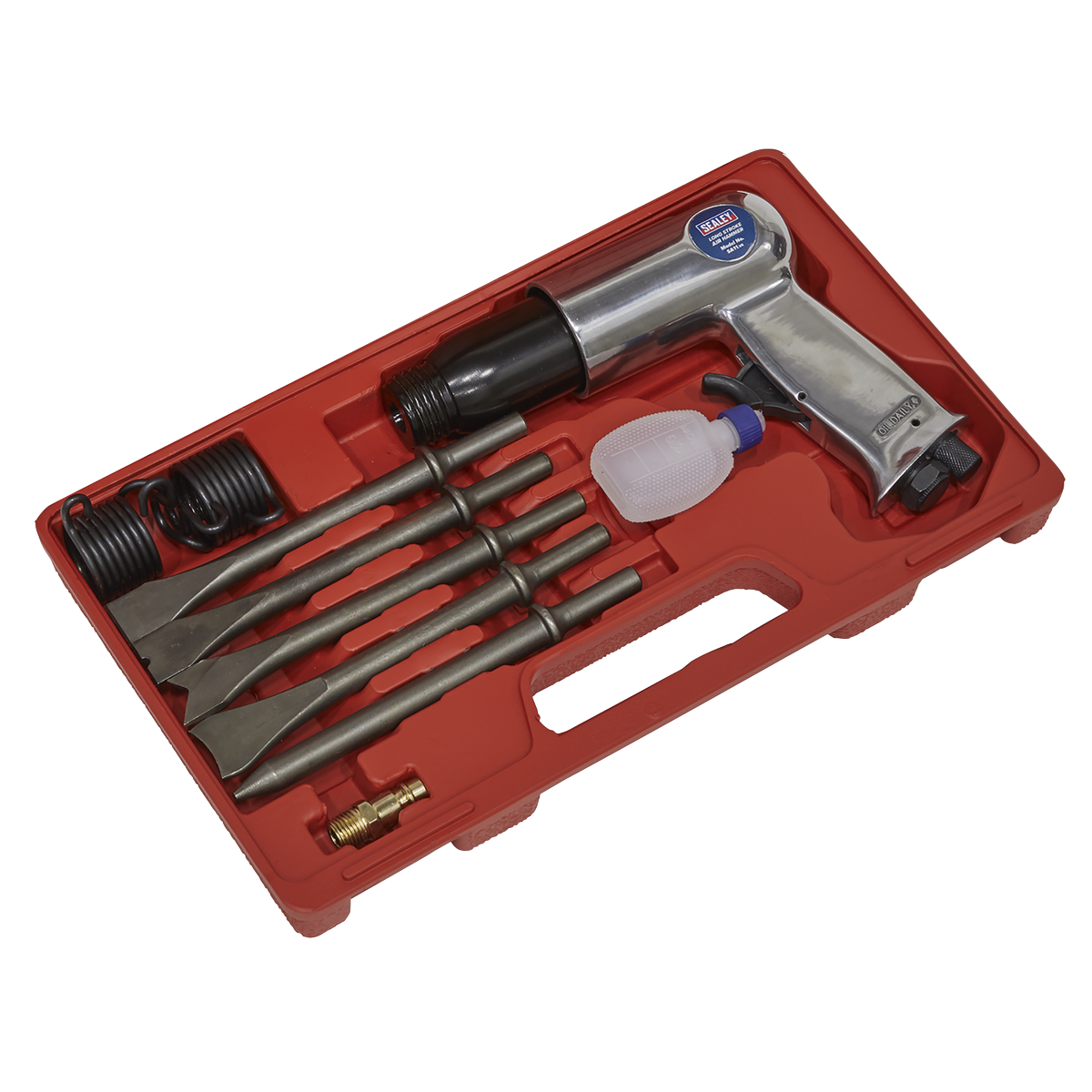 Sealey Air Hammer With Chisels Long Stroke 90PSI 4CFM In Storage Case SA11
