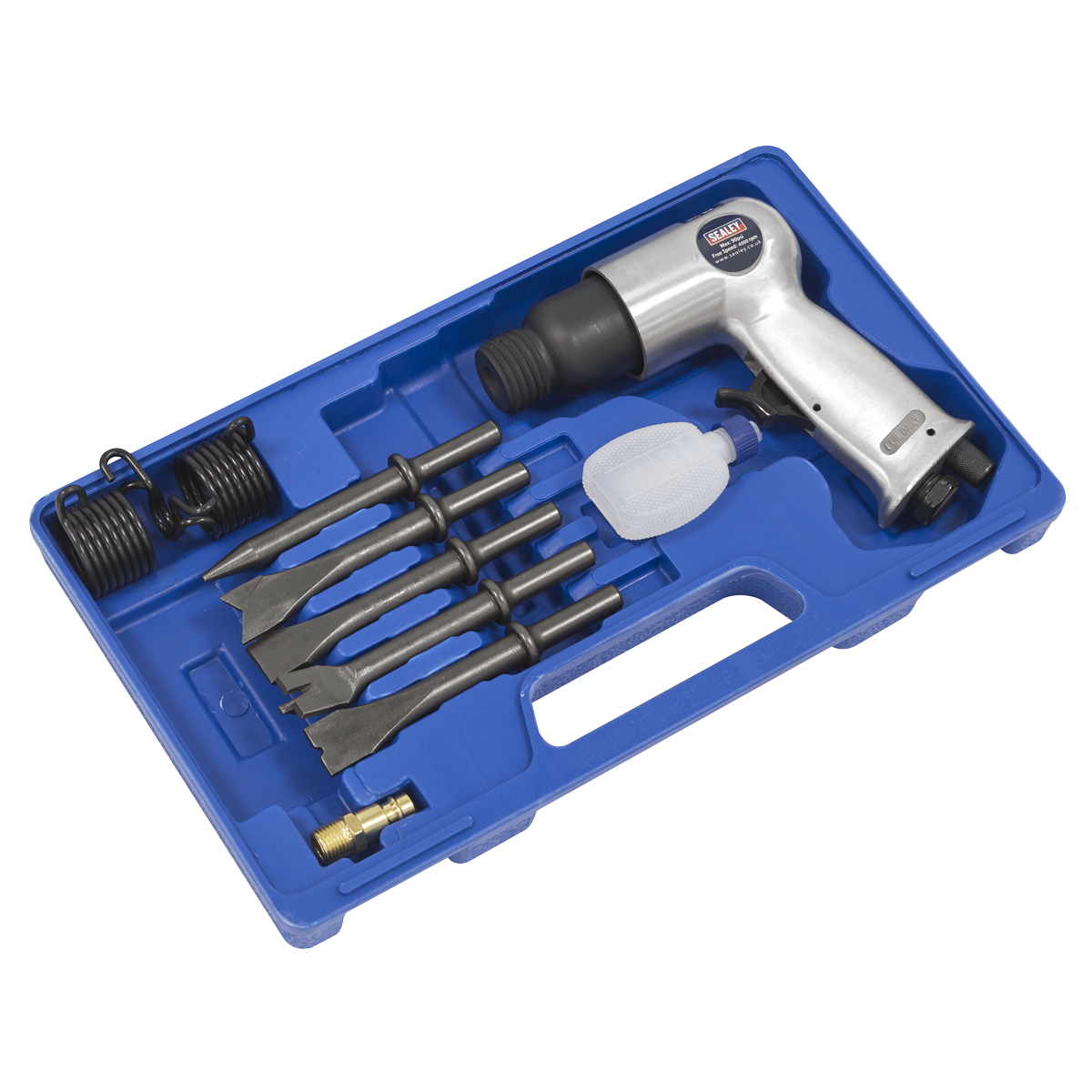 Sealey Air Hammer With Chisels Medium Stroke in Storage Case 90psi SA12/S