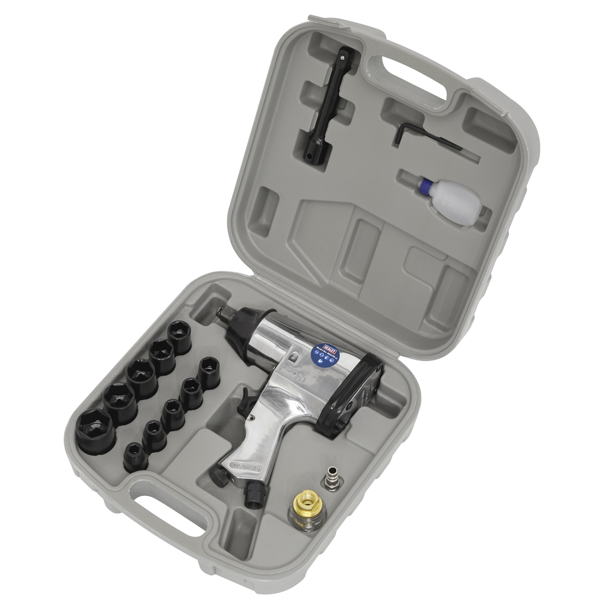 Sealey Air Impact Wrench Kit With Sockets 1/2" Square Drive 7000 RPM SA2/TS