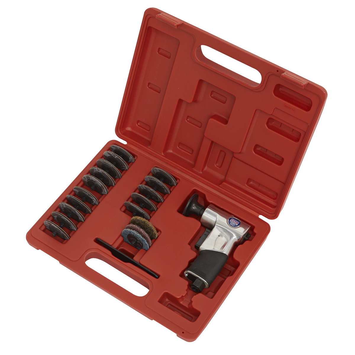 Sealey Air Mini Sander Kit With Variable Speed Control 50mm 35 Pieces SA720