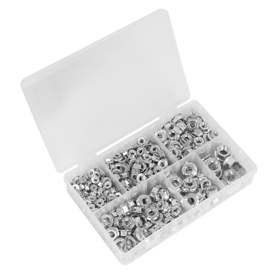 Sealey Flange Nut Assortment 390 Pieces M5-M12 Serrated DIN 6923 Metric AB031FN