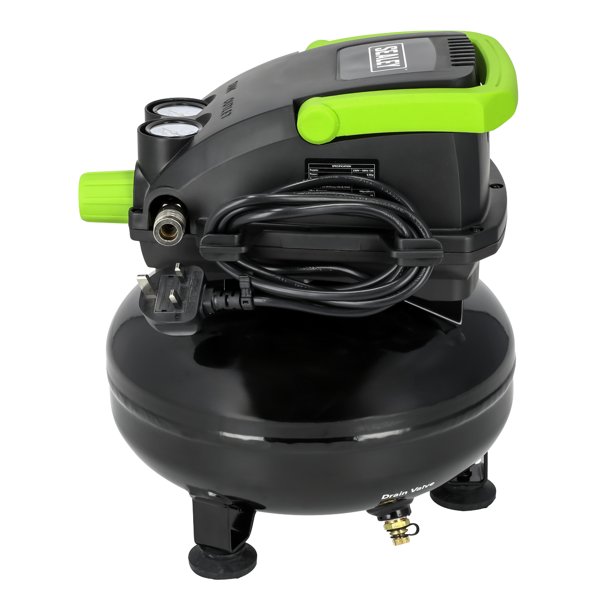 Sealey Direct Drive Air Compressor 11L Oil Free 0.5hp Aluminium SAC1100