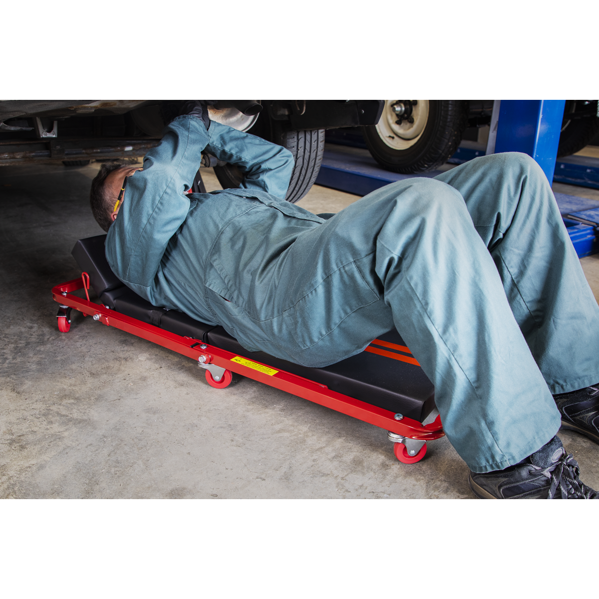 Sealey Mechanics Creeper/Seat Steel With 7 Wheels & Adjustable Head Rest SCR79