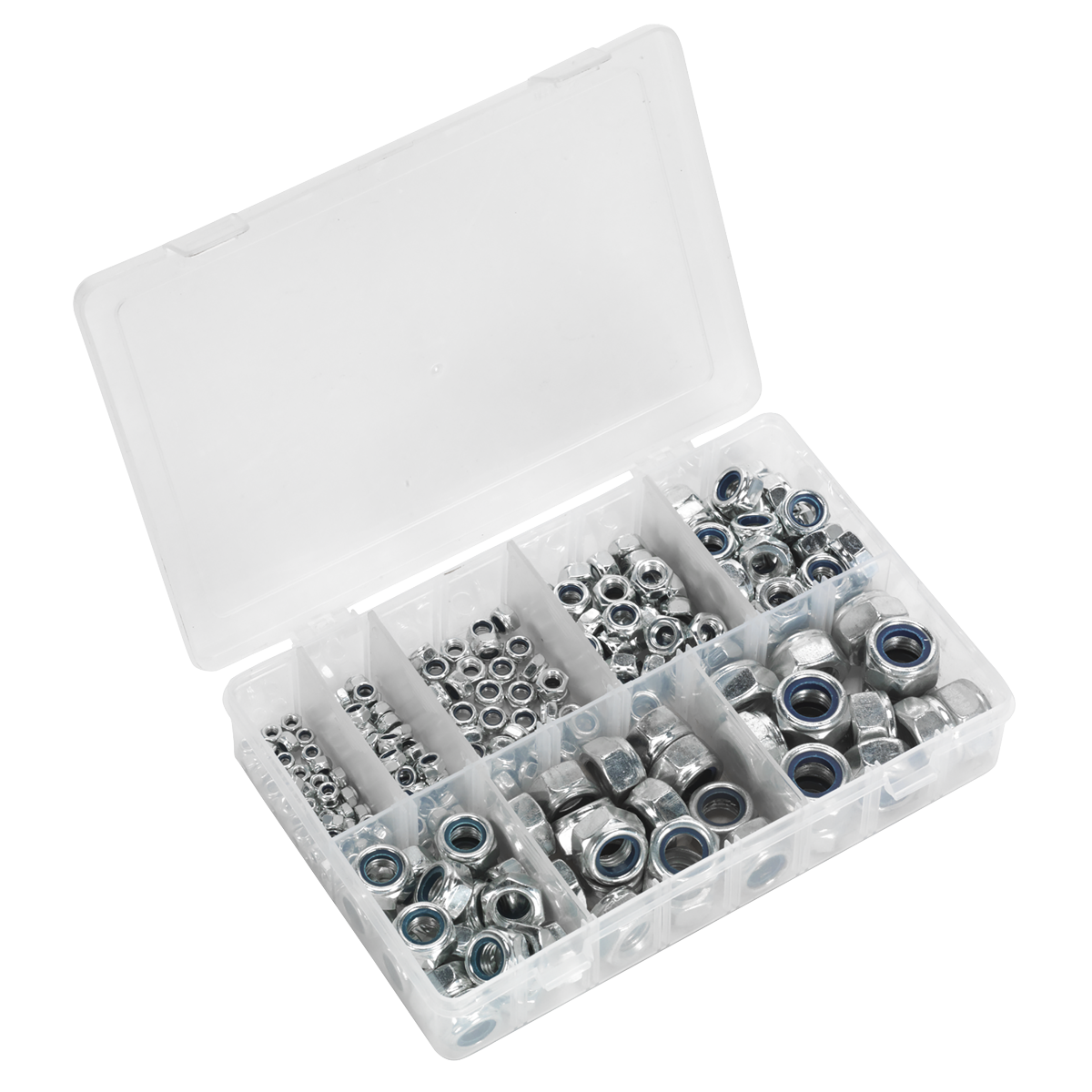 Sealey Nylon Lock Nut Assortment 255 Pieces M4-M16 DIN 985 Metric AB033LN