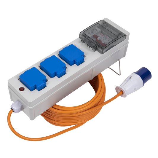 Sealey Caravan/Camping Mains Unit With RCD H05VV-F 3G Cable 15m WSC16133