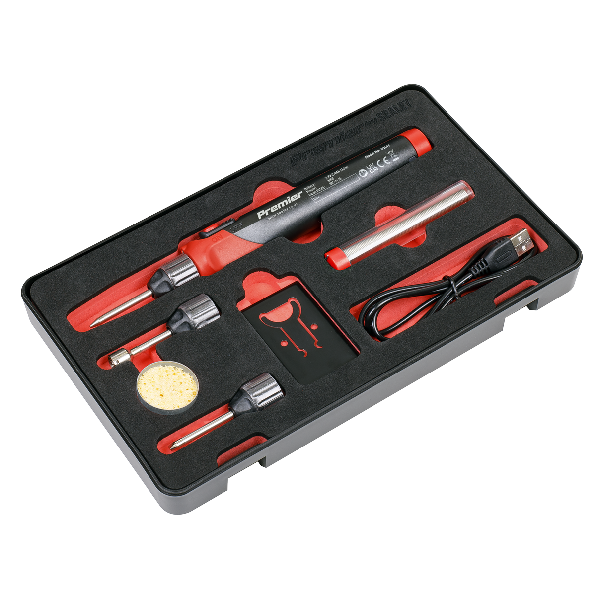 Sealey 30W Li-Ion Rechargeable Soldering Iron Kit Cordless & Lightweight SDL11