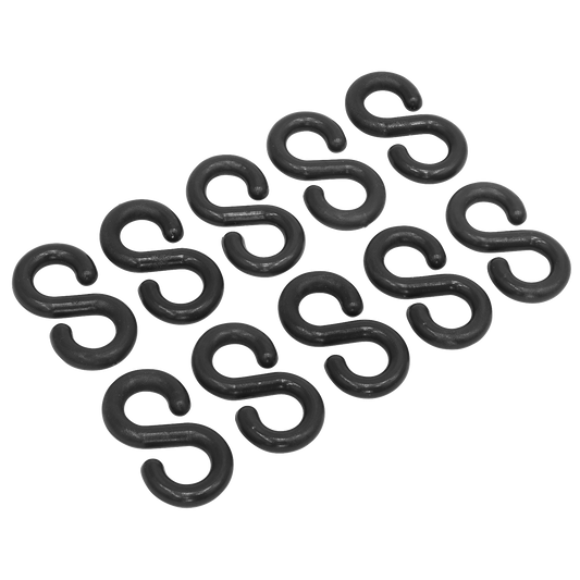 Sealey Plastic Chain S-Hook For BYC25M 10 Pcs Black For Safety Chain & Post Kit