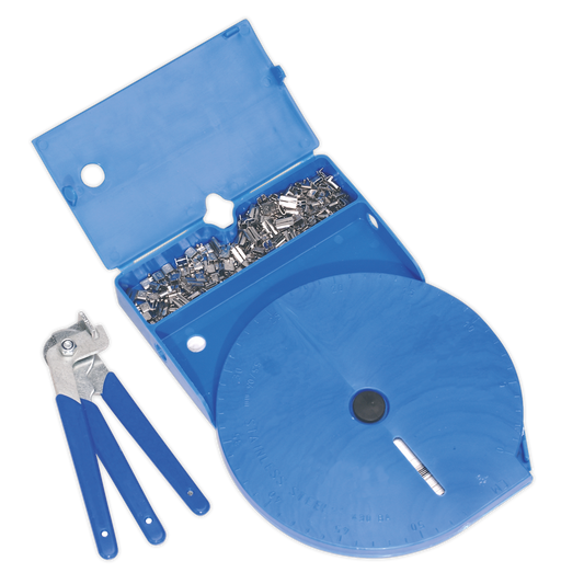 Sealey CVJ Boot Universal Clamp Kit + Dispenser Case & 56m Banding - Blue BSL102